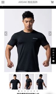 #24年中慶 AROO 緞染機能短袖訓練上衣 黑色 L號 9成5新
