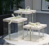Transparent Cake Boxes Single Layer Double Layer Birthday Cake Packaging Boxes for 4 6 8 10 12 14 In