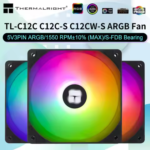 Thermalright TL-C12C 120mm Cooling Fan 5V 3PIN ARGB pc gamer Adjust Speed Cooler argb Adjustable com
