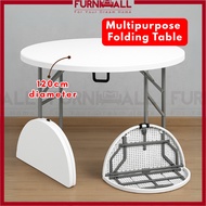 Furnimall Round Foldable Table Multipurpose Portable Table Catering Buffet Outdoor Meja Lipat Bulat