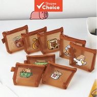 Mini Capybara Mesh Pencil Storage Bag Portable Transparent Pouch for Pens Erasers Cartoon Design Sim
