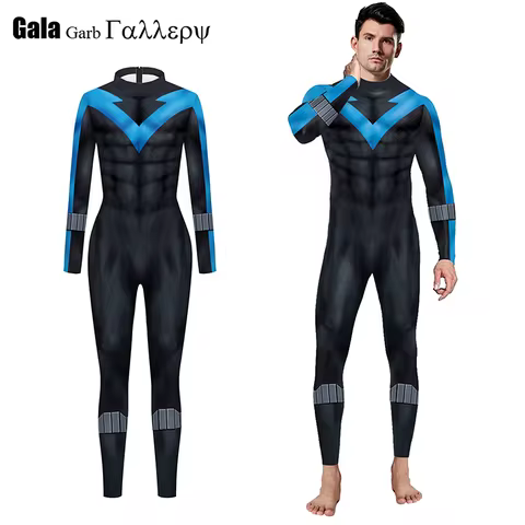 Superhero Nightwing Men Cosplay Zentai Bodysuit Dick Jumpsuit Costume Halloween Party Cosplay Catsui