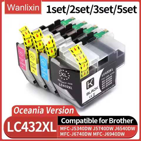 Australia , New Zealand .1~5set LC432 LC432XL Compatible Ink Cartridge For Brother MFC-J5340DW J5740