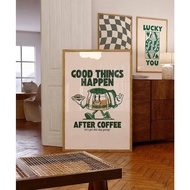 Retro Art Posters, Office Kitchen Art-Coffee Cartoon Posters,Retro Wall ArtM,Bar Poster, Kitchen Art