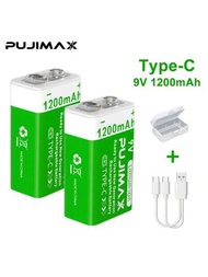 Pujimax 8入組/4入組/2入組9v鋰電池type-c充電口可充電電池