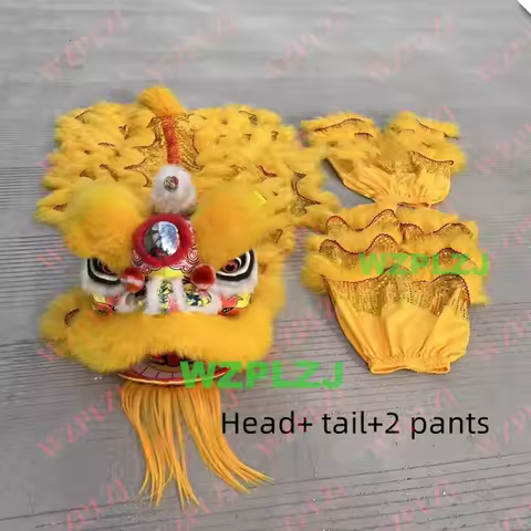 2Kids Lion Dance Costume 2 pants 10-15 Age Children Student Performance Game Party Outfit Sport Folk