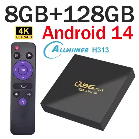 Q96 Max tv box Android 14 Allwinner H313 Quad Core 64 bit HD 4K 3D 8GB 128GB WiFi 4G Media Player Sm