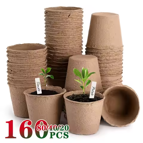 20-160PCS Seed Nursery Cup Growing Pot Tray Planter Paper Grow Plant Starter Flower Herb Biodegradab