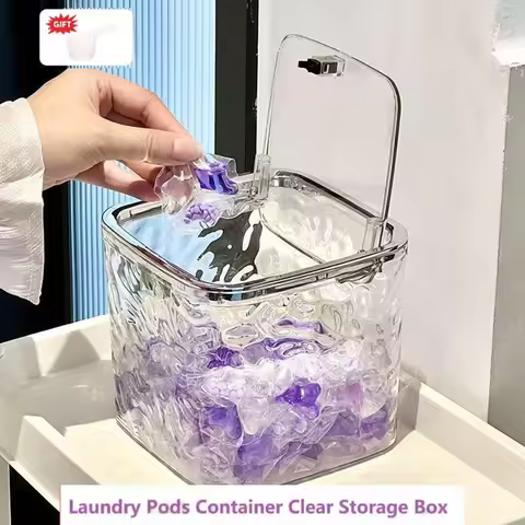 Large Capacity Laundry Detergent Storage Container with Scoop - Durable Plastic Organizer for Pods &