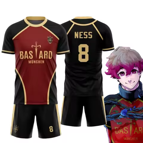 Anime Ness Cosplay Costumes Bastard Munchen Football Jersey #8 Alexis Ness Shirt Set Mens Soccer Uni
