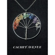 Rainbow 7 Colours Chakra Tree of Life Pendant Necklace