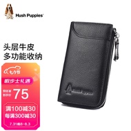 暇步士(Hush Puppies)钥匙包男士外置卡片位设计卡包随身便携钥匙扣多功能收纳包 HC-1811007W-577 黑色 七夕节礼物送老公送男友
