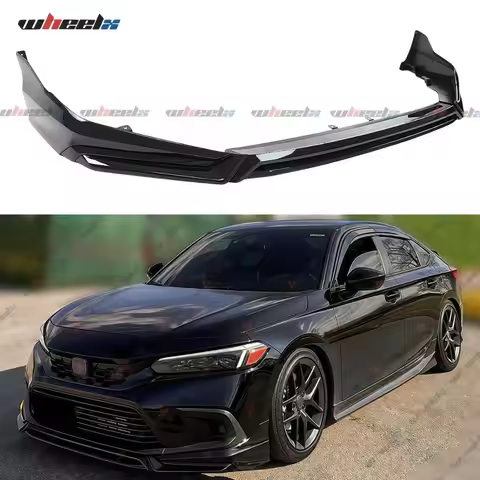 4PC Yofer V3 Style Gloss Black Front Bumper Lip Kit For 2022-2024 Honda Civic US