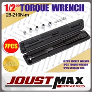 7PCS 28~210Nm 1/2 Inch Torque Wrench Sleeve Set Automotive Tire Repairing Tool Set Ratchet Tool Set 