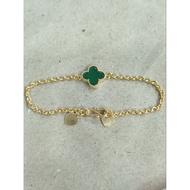 HIJAU 4 gram young gold green clover stone nori bracelet