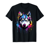 Colorful Siberian Husky Dog T-Shirt