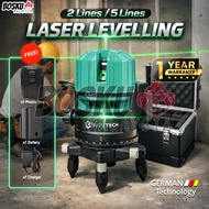 BOSKU 2 Line 5 Line Green Laser Level 360° Rotary Automatic Lazer Level Line Adjustable