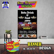 Cetak Daftar Menu Minuman Boba Dan Aneka Bakaran, Bahan Kertas Glosy