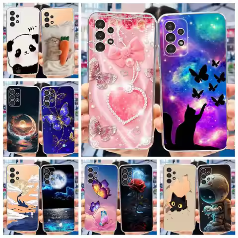 For Samsung Galaxy A32 Case A52 A72 Stylish Painted Cover Clear Silicone Phone Case For Samsung A32 