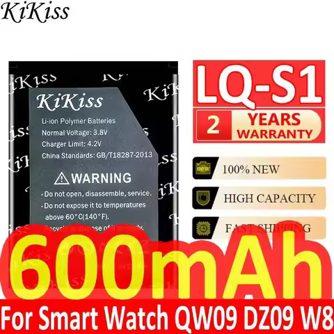 600Mah LQ-S1 Watch Battery High Compatibility For Smart Fashion Meter QW09 DZ09 W8 A1 V8 X6