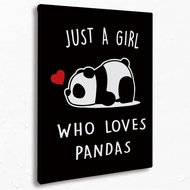 Just A Girl Who Loves Pandas Canvas Wall Art Prints,Cute Sleeping Panda Paintings Prints,11x14 inche