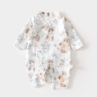 Baby Gauze Jumpsuit Baby Summer Romper Long-Sleeved Bamboo Fiber Romper Children Summer Air Conditio
