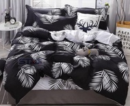 Vhepra Sprei Bahan Katun Motif Garis Kotak Daun Seprei Tebal Halus Sepray Esthetik Ukuran King Queen