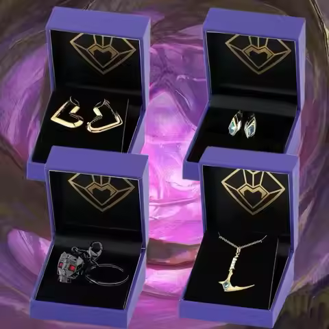 KDA Ahri Heart Hoop Earrings Evelynn Skull Bag Charm KaiSa Crystal Cannon Ring Akali Kama Necklace G