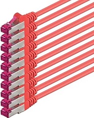 1aTTack.de 0.15 m - Red - Pack of 10 - Network Cable CAT6a (10Gb/s) S-FTP CAT 6a LAN Cable - GHMT Ce