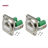 2PCS RJ45 Panel Mount Screw Terminal Adapter, RJ45/8P8C Female Panel Mount Connector, RJ45 Solderles