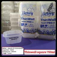 Thinwall victory square 750ml 750ml square plastic container/