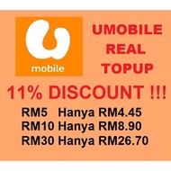 UMOBILE RM5 RM10 RM30 TOPUP RELOAD PREPAID POSTPAID U MOBILE GX30