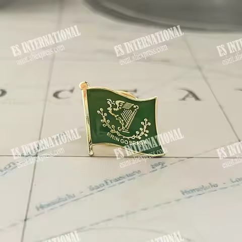 Ireland Erin Go Bragh National Flag Crystal Epoxy Metal Enamel Badge Brooch Collection Souvenir Gift