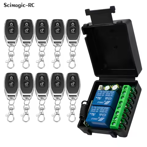 2CH Relay Receiver DC 12V/24V 6-30V 433Mhz Remote Control Switch + 1/2/3/5/10pcs Transmitter for Gar