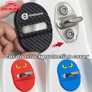 4Pcs Volvo Car Door Lock Protection Cover Carbon Fiber Texture Door Lock Scratch Preventer Buckle Sh