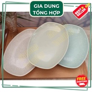 DOV16 Melamine Plate (Size: 20.0 x 14.0 x 2.4 cm) FATACO, Stone Pattern