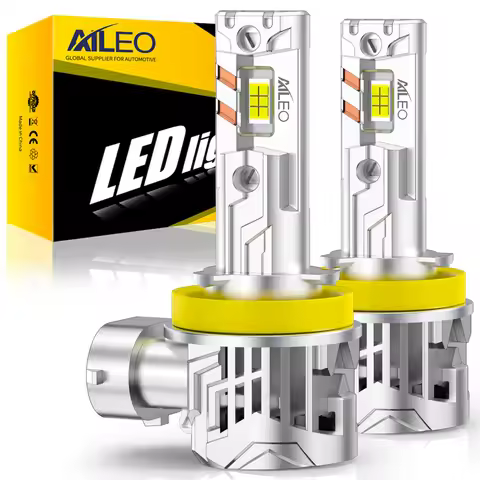 AILEO 2Pcs LED Lights 350W 80000LM Headlight Bulb H8 H9 H11 6000K Mini Size Design Wireless For Car 