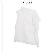 Kloset Design Floral Patchwork One-Shoulder Lace Trim Top (RS26-T009-F)