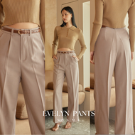Taupe.brand - EVELYN STRAIGHT LEG PANTS  กางเกงขายาว ซิปหน้าทรงขากระบอกกลาง ทรงสวยพรางหุ่น ผ้าเกาหลี