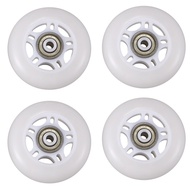 4 Pack Inline Skate Wheels Beginners Replacement Wheel with Bearings 70mm White
