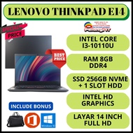 Laptop Lenovo Thinkpad E14 Core I3 Gen 10 Ram 8gb Ssd 256gb Layar 14" Murah