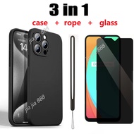 3in1 Tempered Glass Phone Case for Vivo Y91 Y93 Y95 Y91i Y30i Y30 Y85 Y51 Y31 YY73 V21E V25 V25E V40