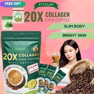 Fitgum 20X Collagen Chia Coffee Organic Coffee Glutathione Slimming Detox Diet Anti-aging Whitening