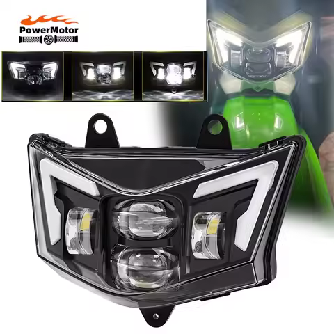 For Kawasaki Motorcycle LED Headlamp With Hi-Lo Beam Motocross Headlight D-Tracker 125 KLX125 150 20