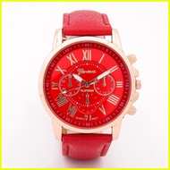 【Latest Style】 Geneva Roman Numerals Faux Leather Wrist Watch