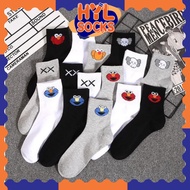 HYL 1 Pair of Cartoon Elmo Sesame Street Kaws Casual Outfit Women Men Cotton Socks