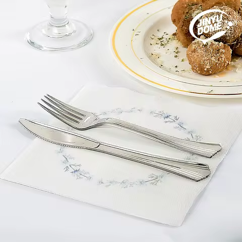 JINYUDOME Linen Feel Flower Pattern Cocktail Napkins 9.85x9.85in PreFolded Disposable for Wedding Pa