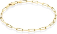 Miabella Solid 18K Gold Over Sterling Silver Italian 3mm Paperclip Link Chain Bracelet for Women Men