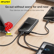 Awei P76K 10000mAh Powerbank 22.5W Built-In Type C Cable PowerBank Fast Charge Portable Thin Digital