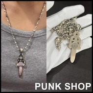 Necklace 925 Silver Large Size Sword Shape Cross Necklace 0422
